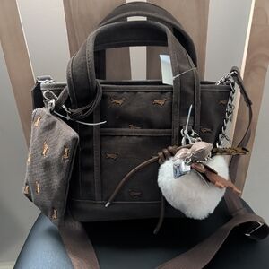 Madden Girl Daschund Tote Bag with Crossbody Strap And Matching Coin Purse